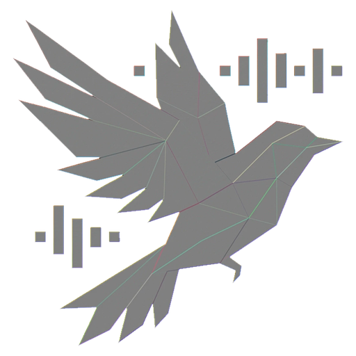 Fledgetone logo: a low-poly bird in flight with sound bars